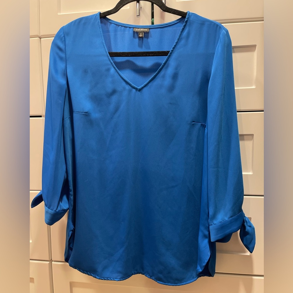 Talbots Vibrant Blue V-Neck Blouse Women’s Medium